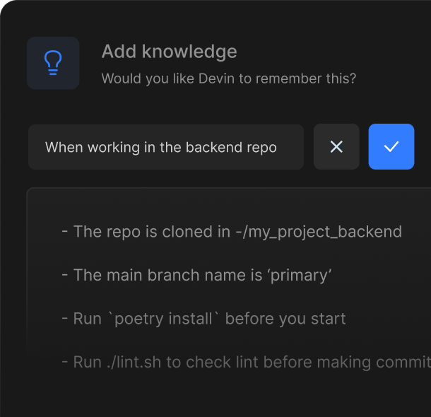 Add knowledge to Devin.