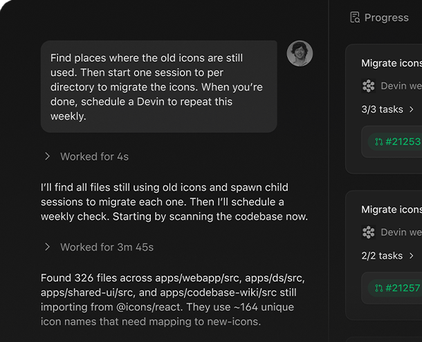Devin spins up a team of Devins for large tasks