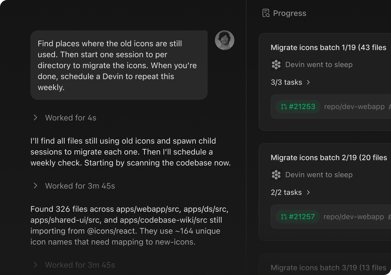 Devin spins up a team of Devins for large tasks