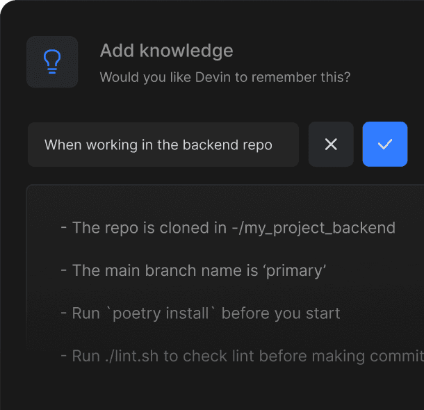 Add knowledge to Devin.