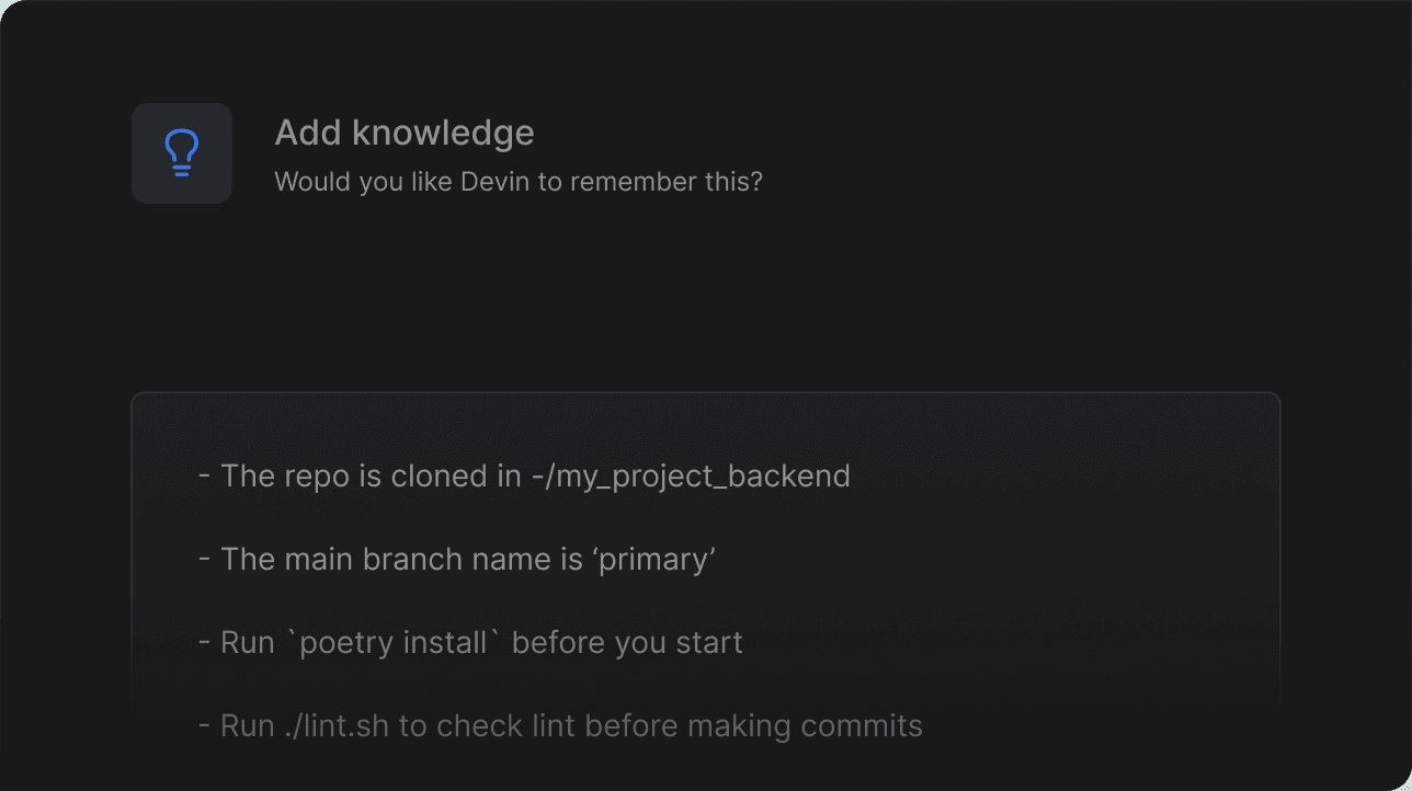 Add knowledge to Devin.