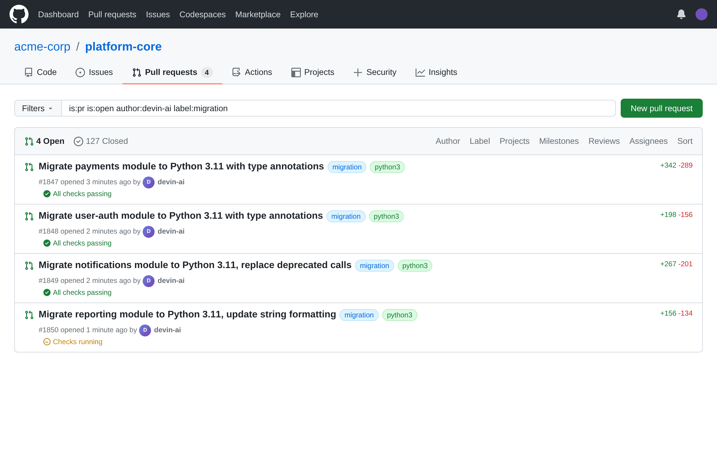 Code migration and refactor pull requests