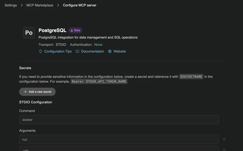 Click into the relevant database