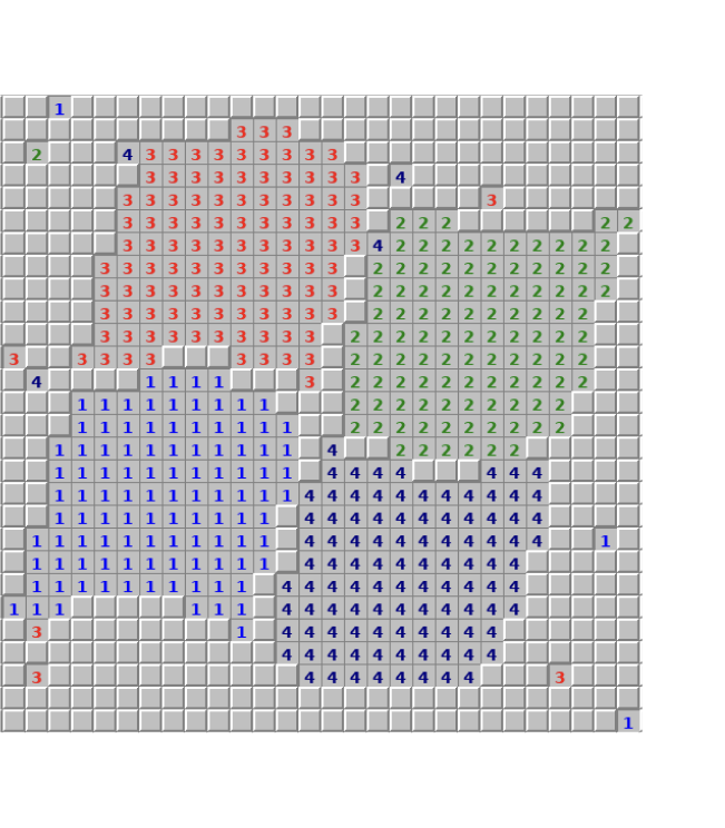 Completed Minesweeper board